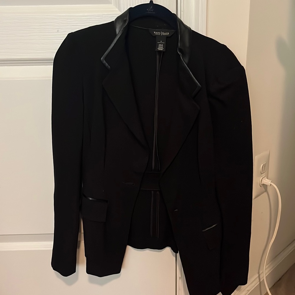 black jacket leather piping flared back like new